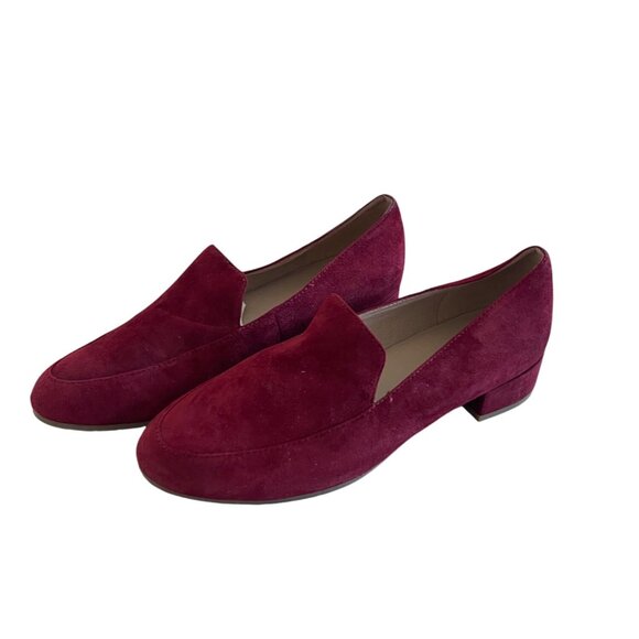 Eileen Fisher Elan Womens Loafer Size 8 Burgundy Block Padded Almond Toe Suede - Picture 10 of 14